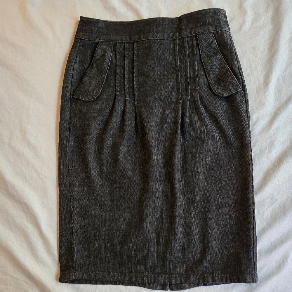 Level 99 waist 28" Black Charcoal Denim Pencil Skirt - Anthropologie Academia